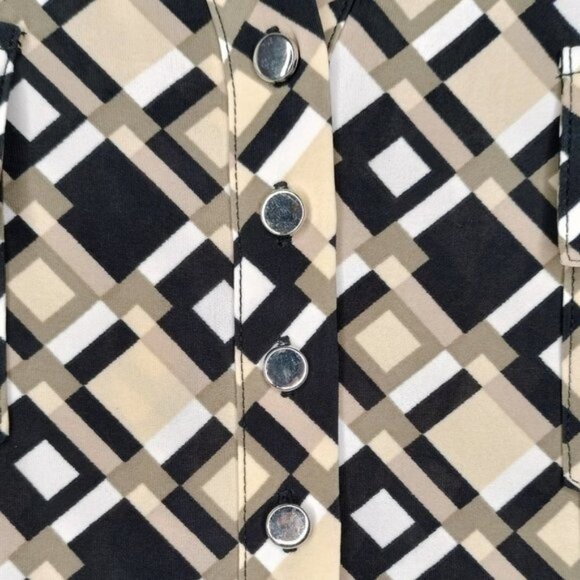 Cocomo Women's Plus Size 2X Black & Beige Multi Pintuck 3/4 Sleeve Blouse Top - Picture 5 of 7